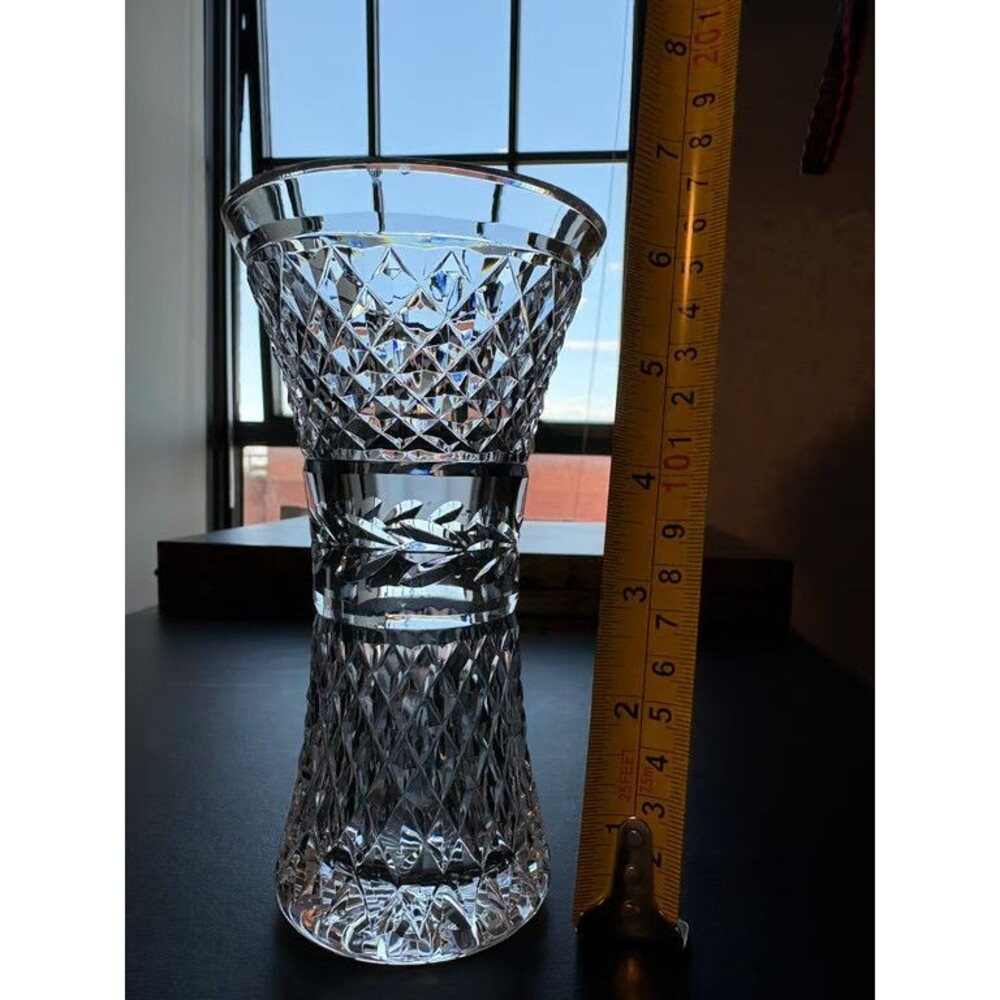 Waterford Clear Crystal Vase Modern Geometric